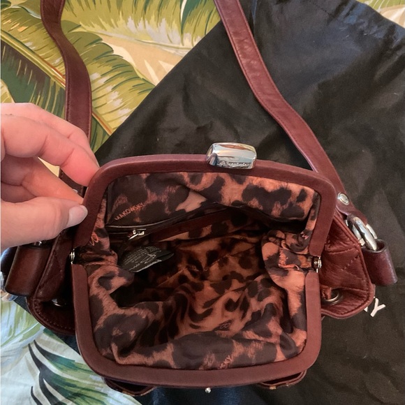 B. Makowsky Cheetah Print Leather Drawstring Kiss Closure Crossbody - Picture 12 of 15